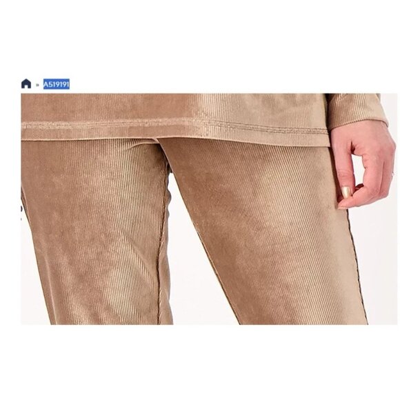 Isaac Mizrahi Live! Soho Ribbed Velour Straight Leg Pant Mocha Tall 2X A519191 - Picture 2 of 2